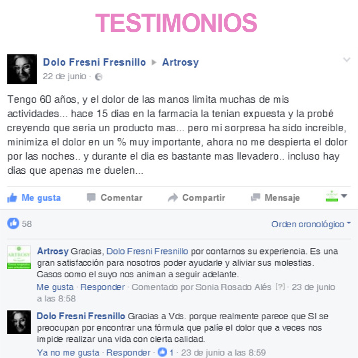 Testimonio usuario crema Artrosy para dolor articular, dolor de rodilla y otras articulaciones